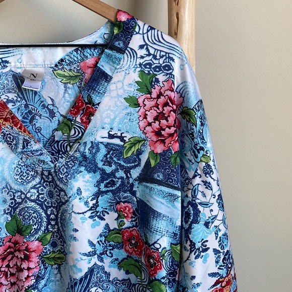 Natori Blue Printed Sleep Gown Sz Large - Picture 2 of 4